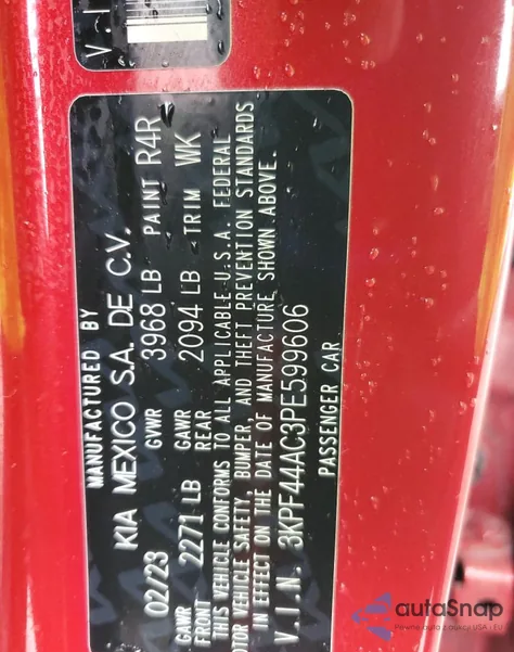 2023 Kia Forte Gt из США, поврежденный, VIN 3KPF44AC3PE599606